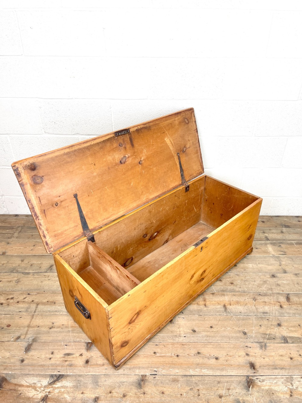 Antique Victorian Six Plank Pine Trunk View III