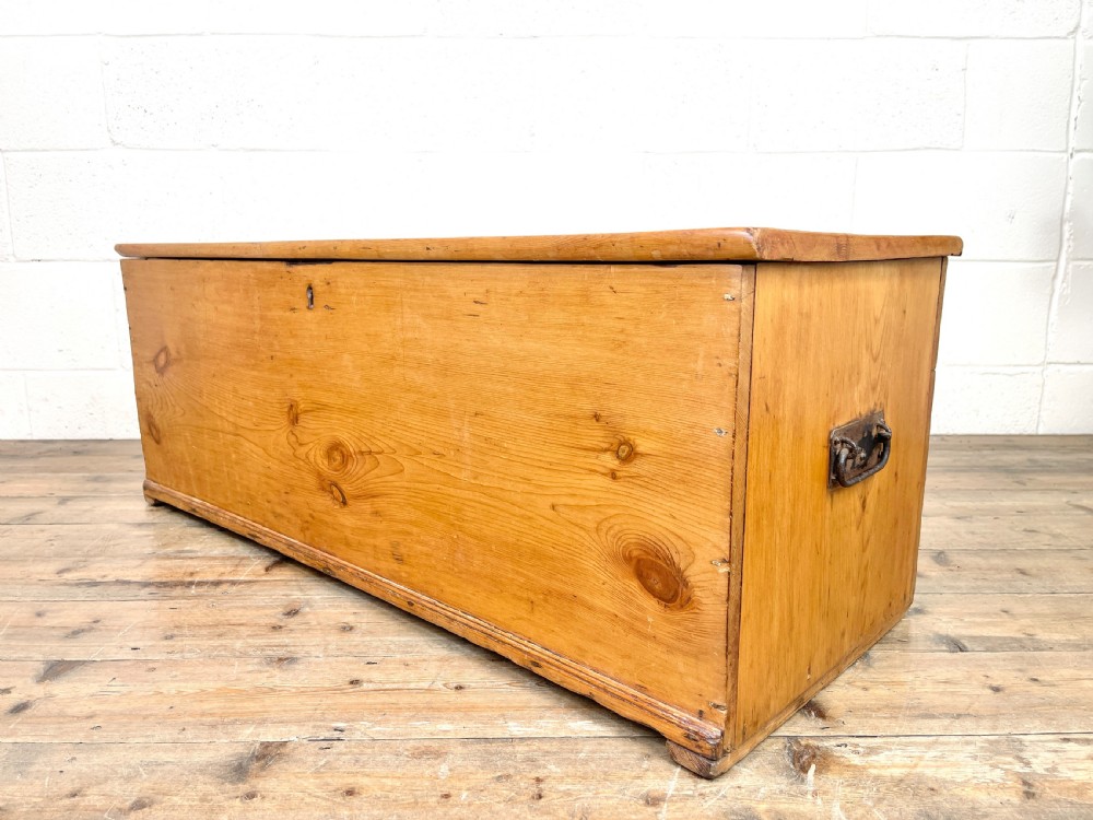 Antique Victorian Six Plank Pine Trunk View VIII