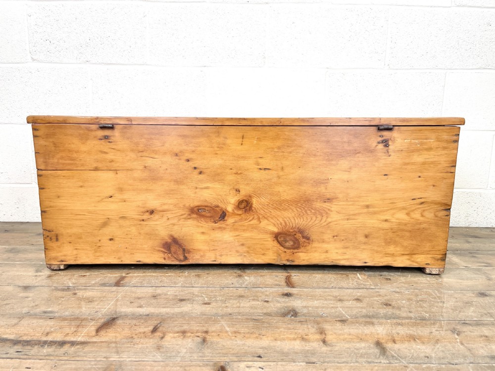 Antique Victorian Six Plank Pine Trunk View X