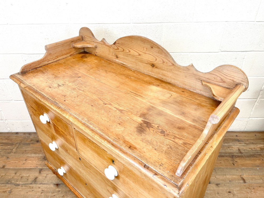 Antique Pine Chest of Drawers with Gallery Back View VIII