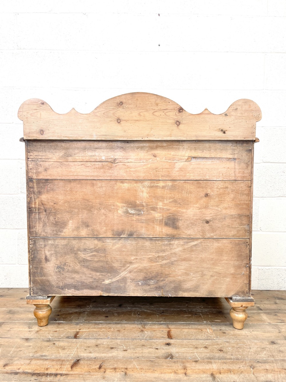 Antique Pine Chest of Drawers with Gallery Back View X