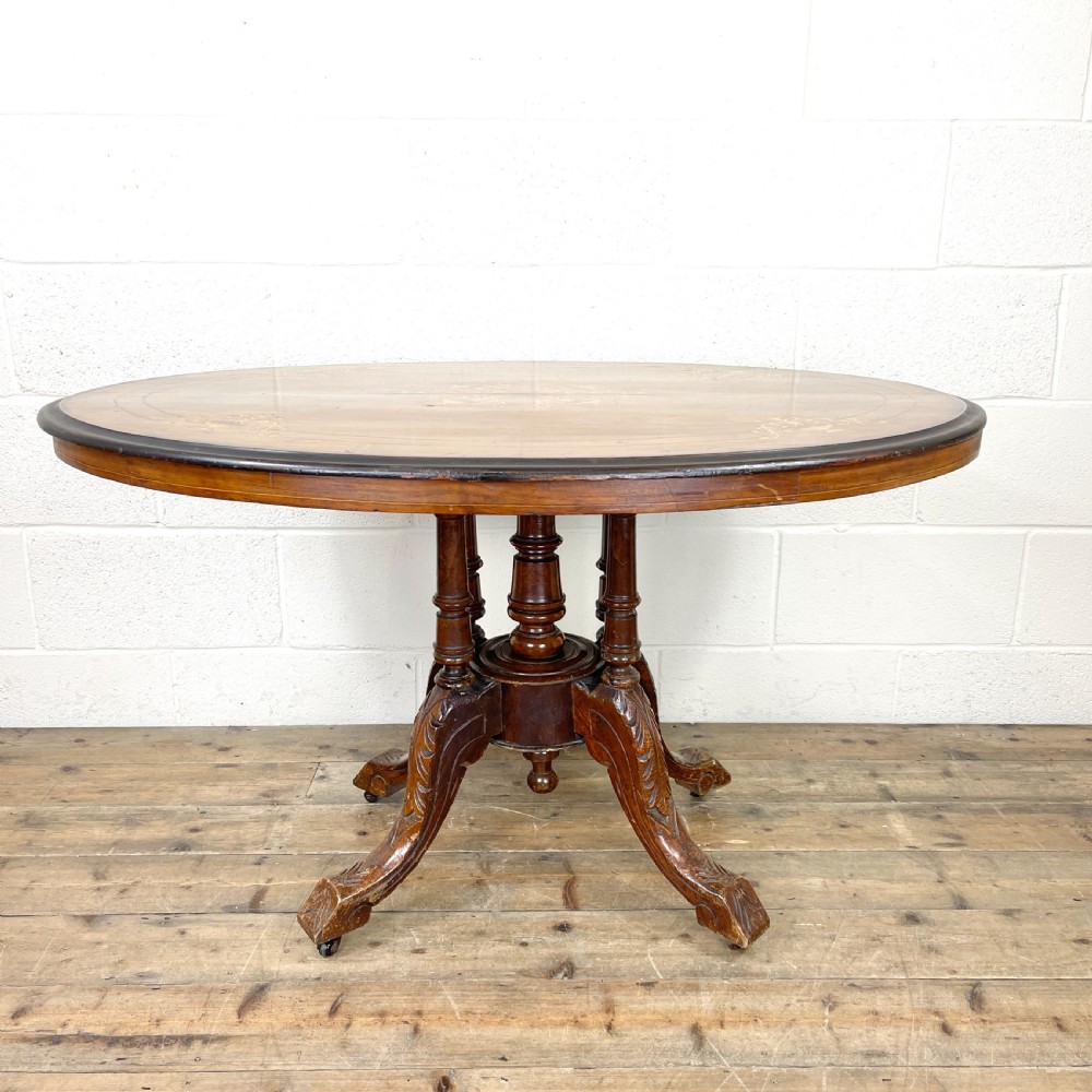 Victorian Walnut Inlaid Tilt Top Centre Table