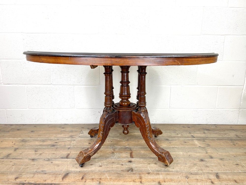 Victorian Walnut Inlaid Tilt Top Centre Table View II