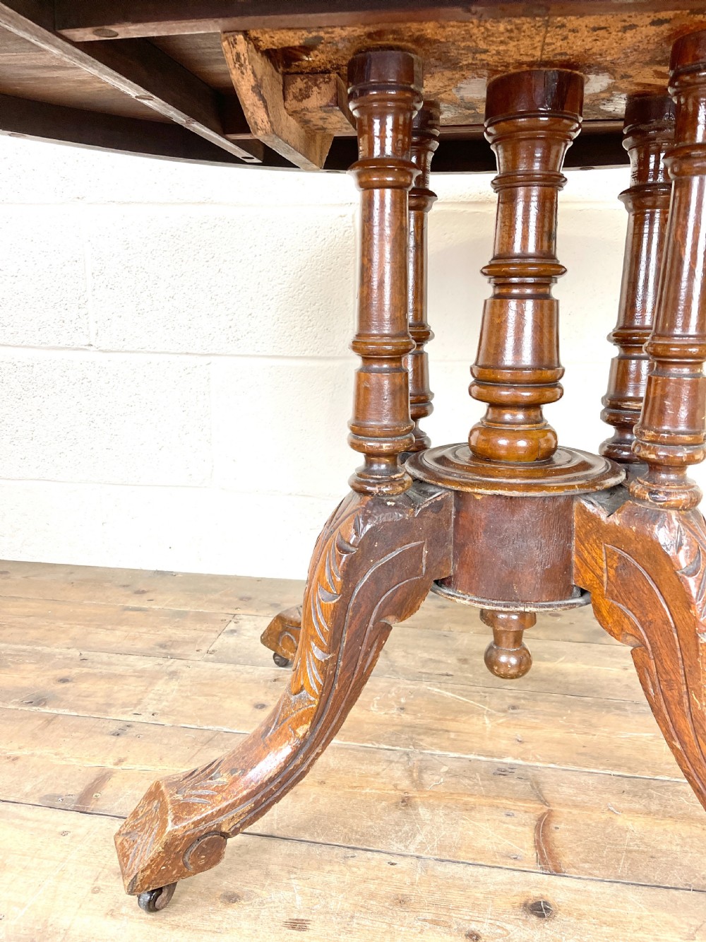 Victorian Walnut Inlaid Tilt Top Centre Table View V