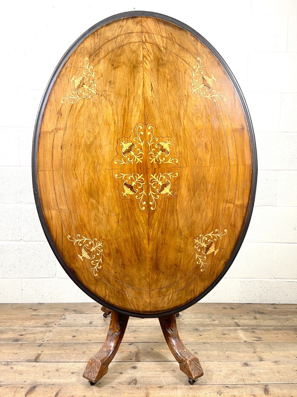 Victorian Walnut Inlaid Tilt Top Centre Table View VII
