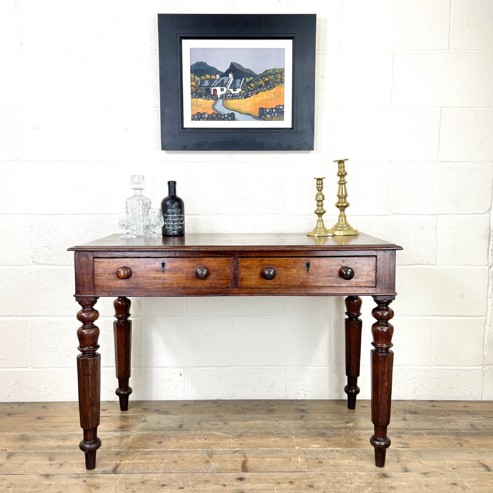 Victorian Mahogany Side Table with Two Drawers View II