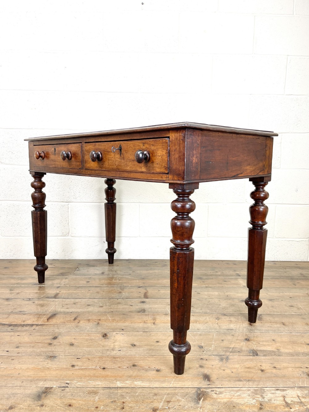 Victorian Mahogany Side Table with Two Drawers View VI