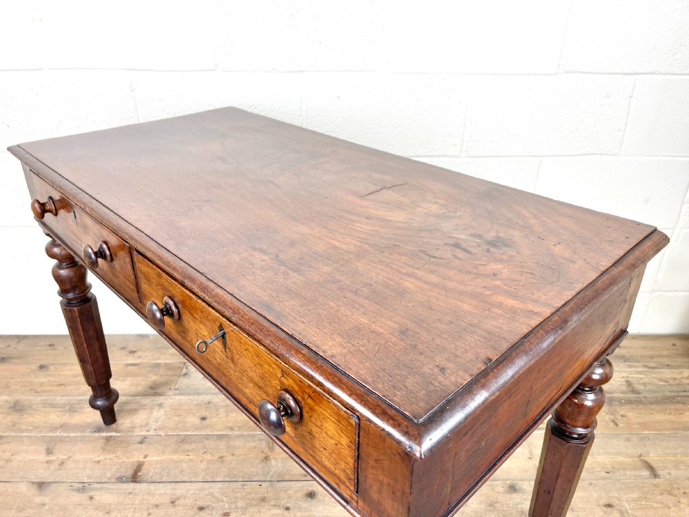 Victorian Mahogany Side Table with Two Drawers View VII