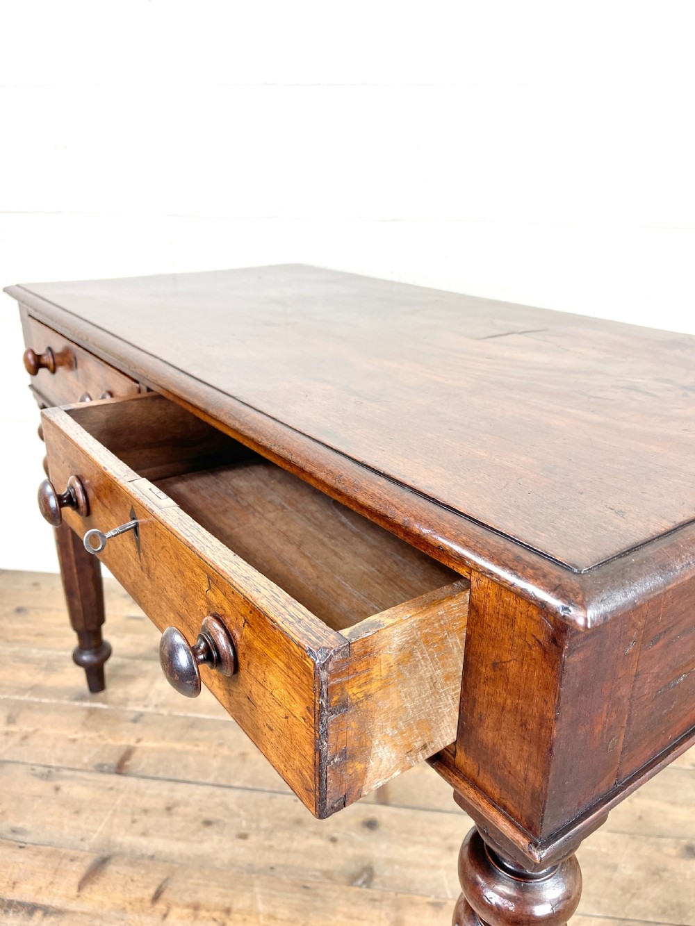 Victorian Mahogany Side Table with Two Drawers View VIII