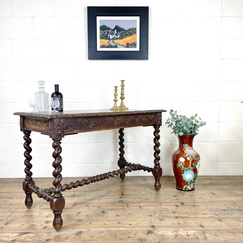 Antique 19th Century Carved Oak Table View II