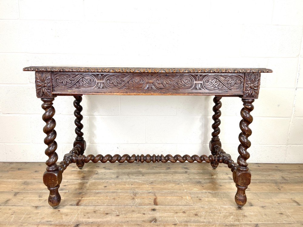 Antique 19th Century Carved Oak Table