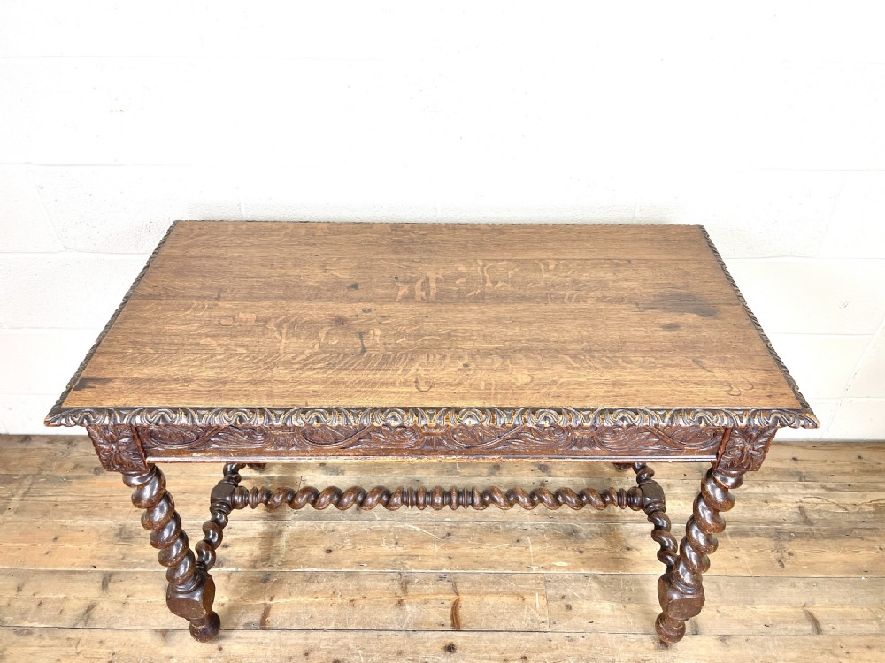 Antique 19th Century Carved Oak Table View III