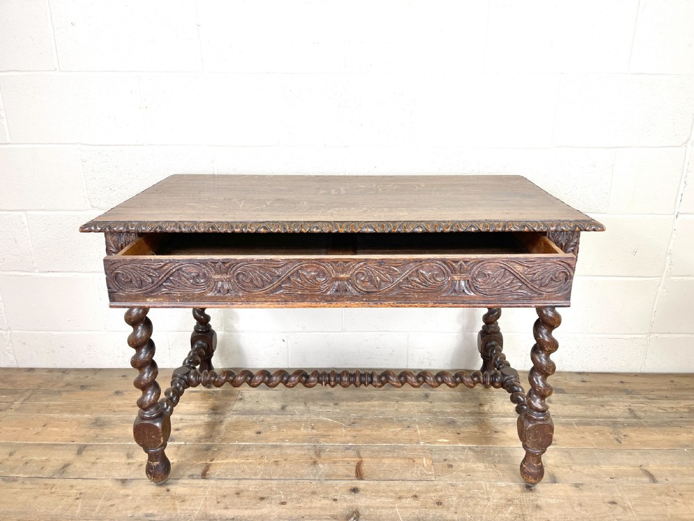 Antique 19th Century Carved Oak Table View VI