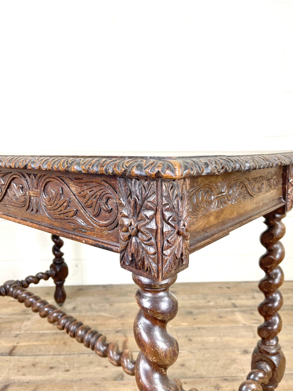 Antique 19th Century Carved Oak Table View VII