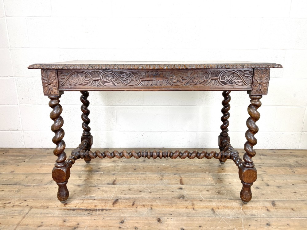 Antique 19th Century Carved Oak Table View XI