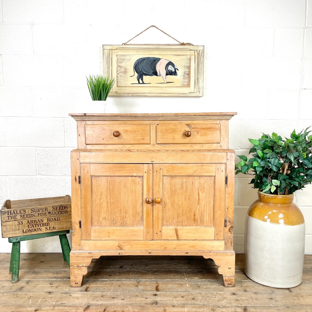 Unusual Antique Victorian Pine Cupboard View II