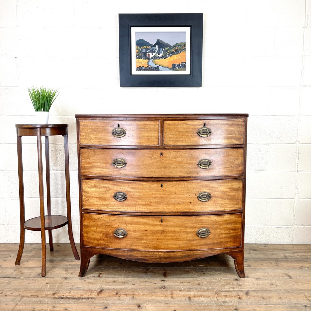 Antique Mahogany Bow Front Chest of Drawers View II
