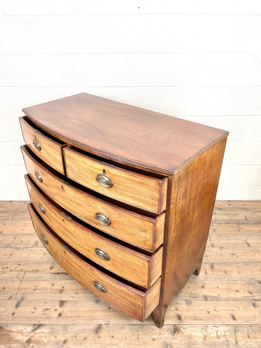 Antique Mahogany Bow Front Chest of Drawers View IX