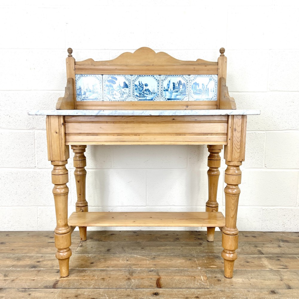 Antique Pine and Marble Washstand