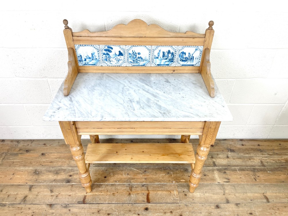 Antique Pine and Marble Washstand View II