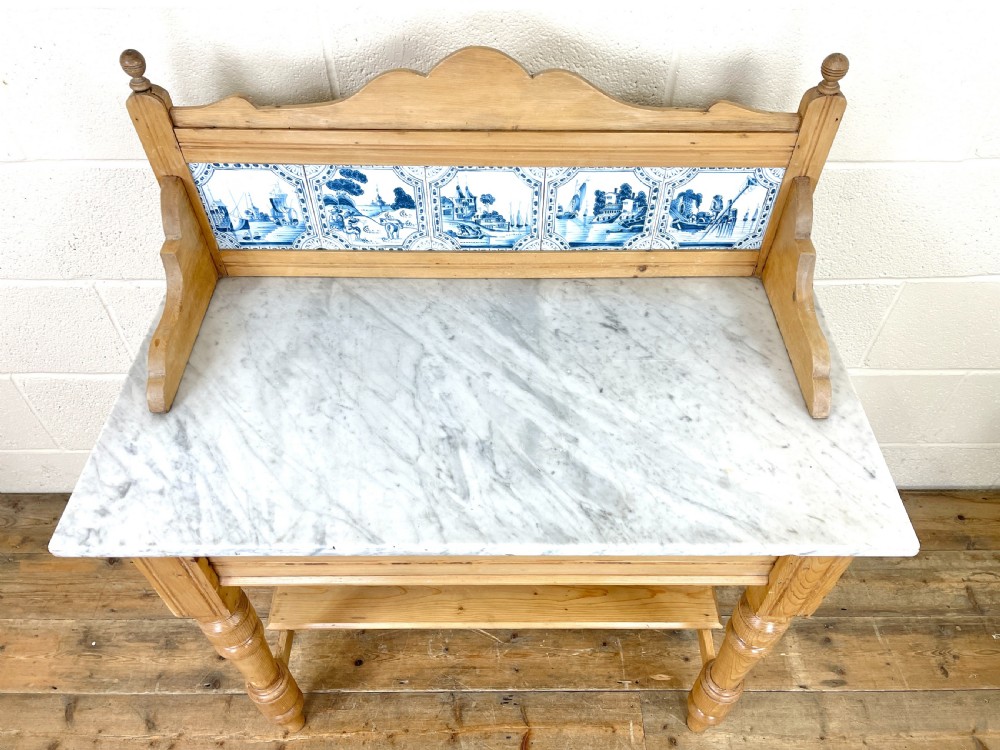 Antique Pine and Marble Washstand View V