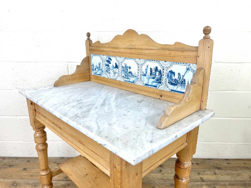 Antique Pine and Marble Washstand View VIII