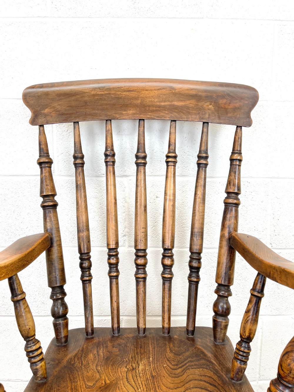 Antique Beech and Elm Spindle Back Windsor Armchair View V