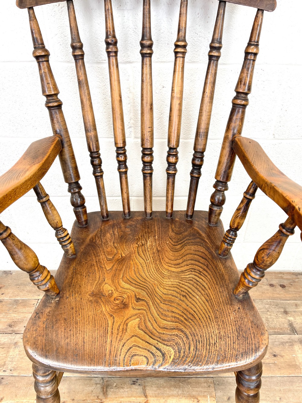 Antique Beech and Elm Spindle Back Windsor Armchair View VI