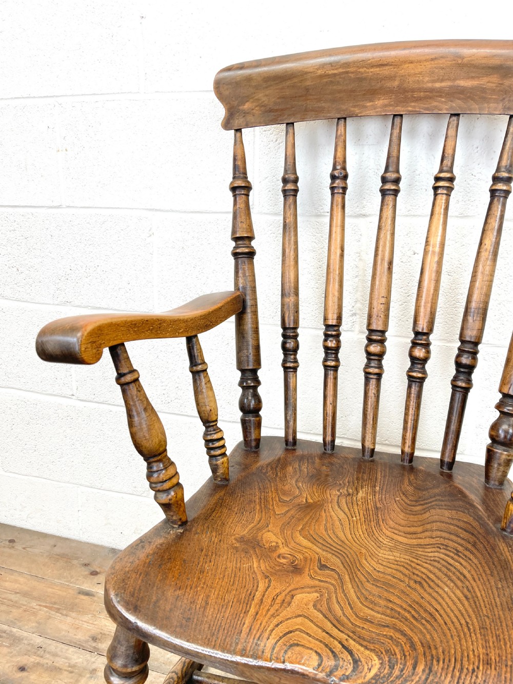 Antique Beech and Elm Spindle Back Windsor Armchair View VII