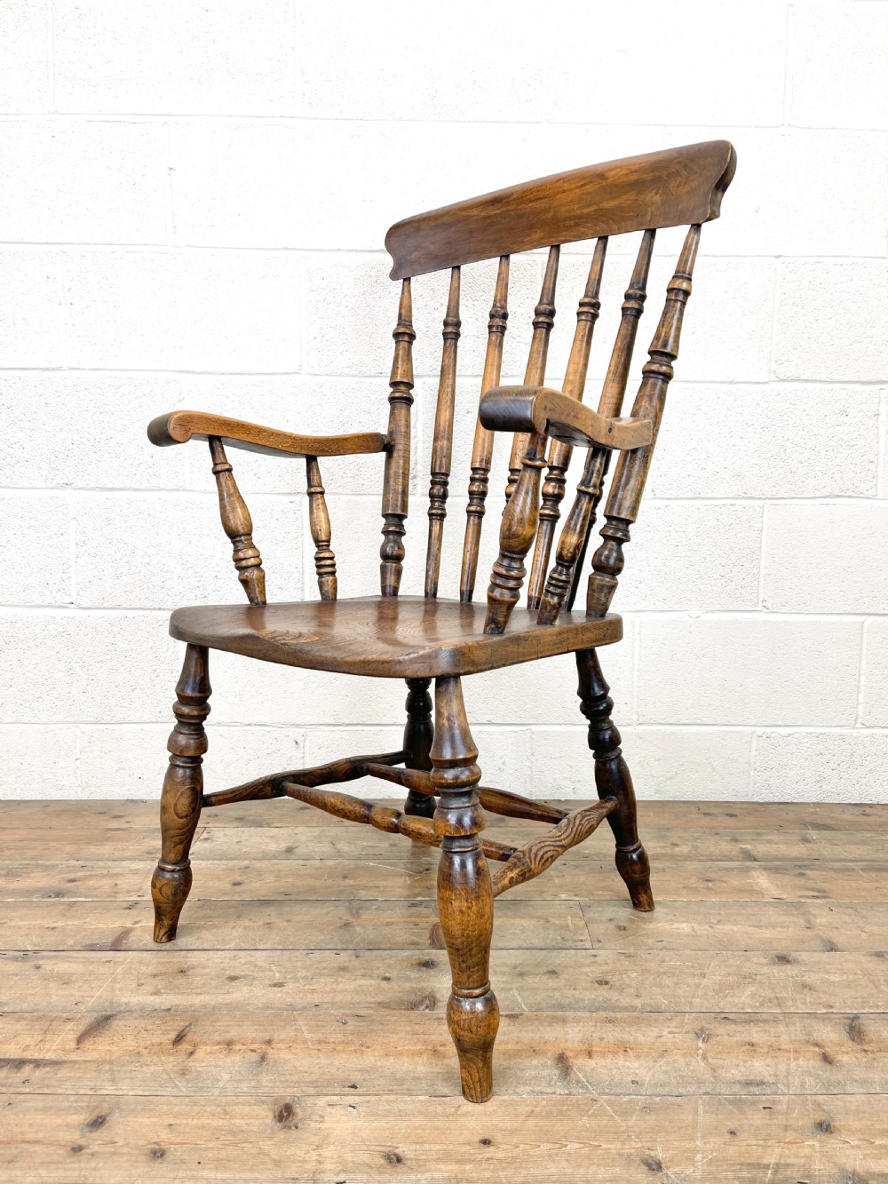 Antique Beech and Elm Spindle Back Windsor Armchair View VIII