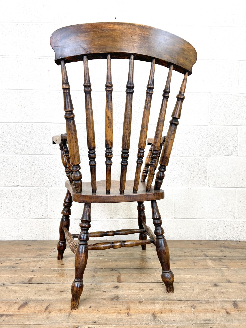 Antique Beech and Elm Spindle Back Windsor Armchair View X