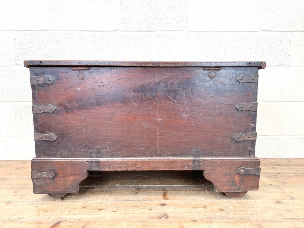 Antique Mahogany Metal Bound Trunk with Wheels View IX