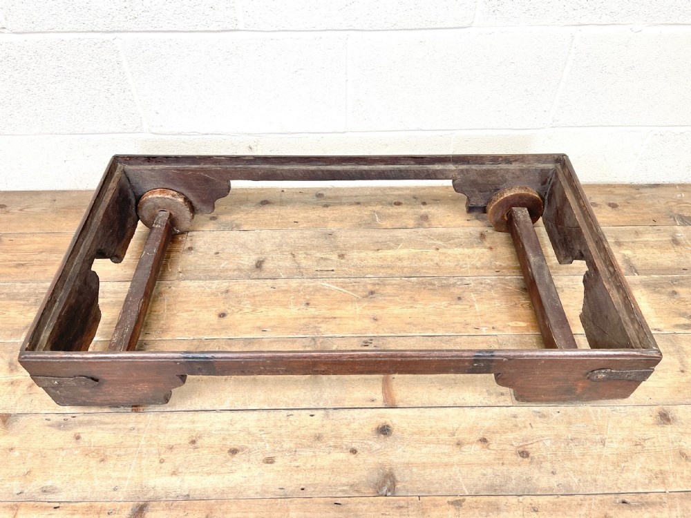 Antique Mahogany Metal Bound Trunk with Wheels View X