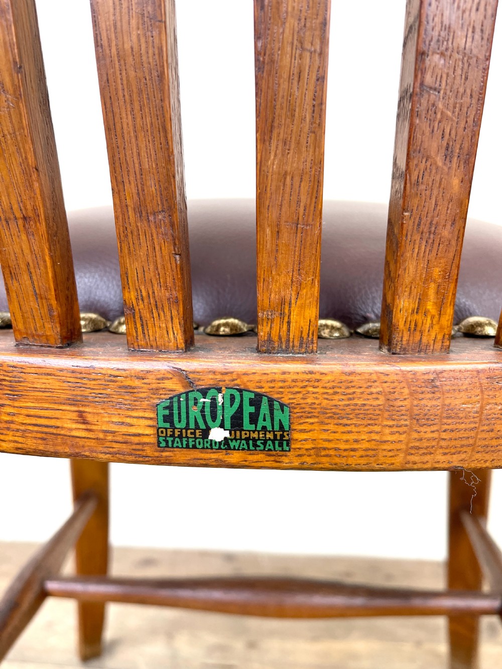 Early 20th Century Antique Oak Desk Chair View IX