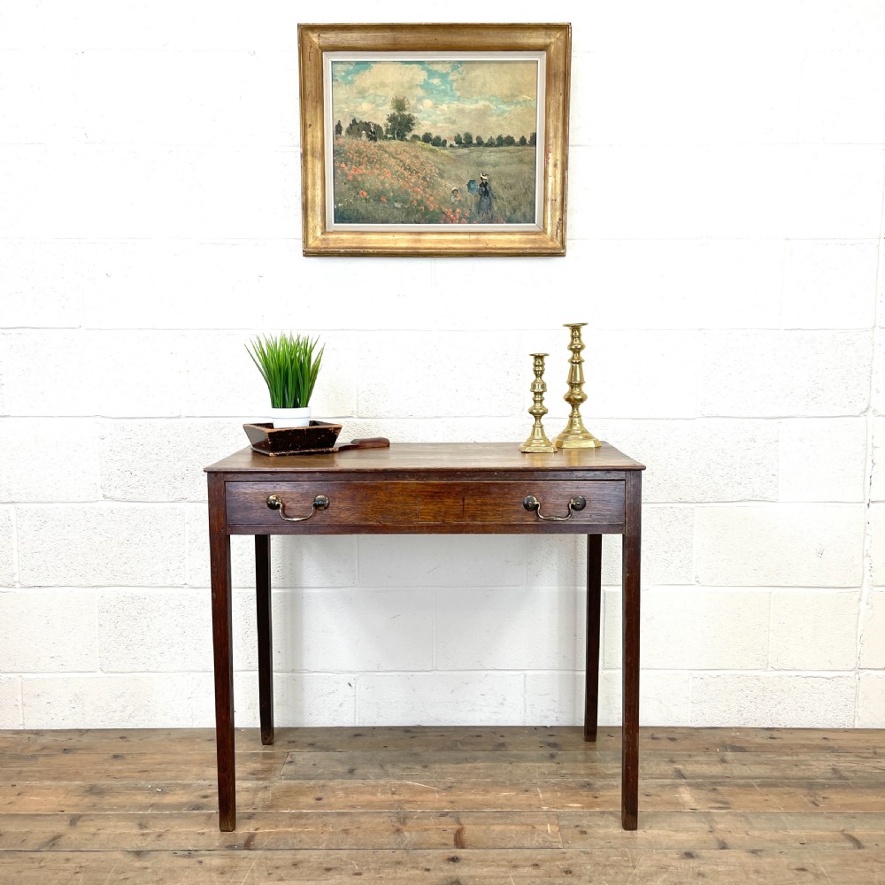 Antique Georgian Oak Side Table with Drawer View II