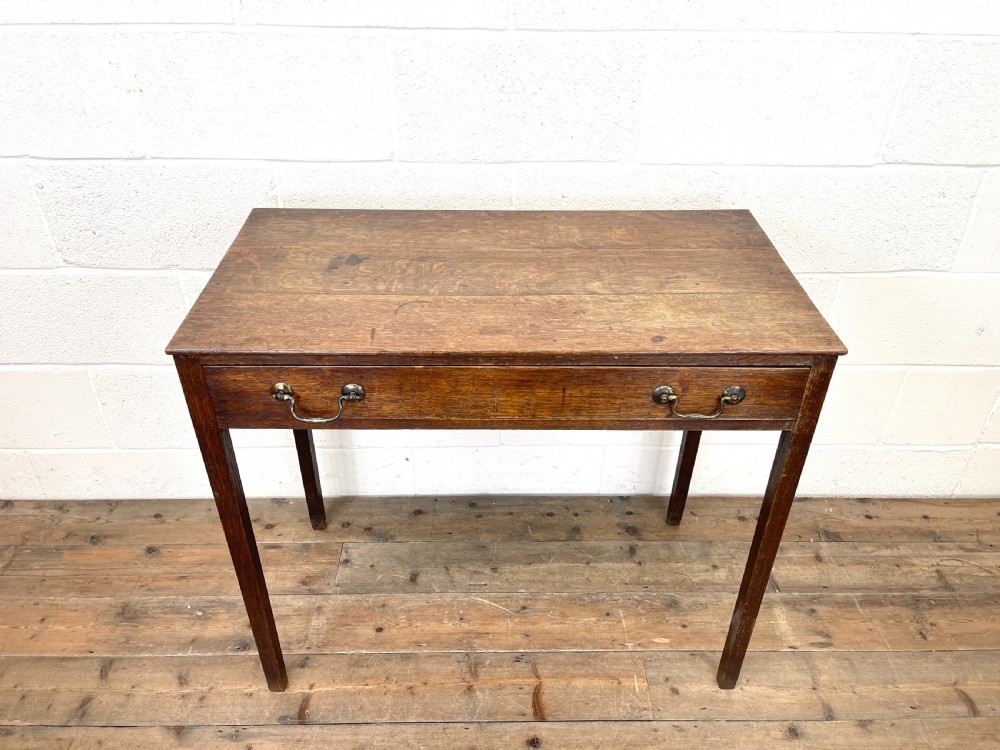 Antique Georgian Oak Side Table with Drawer View III