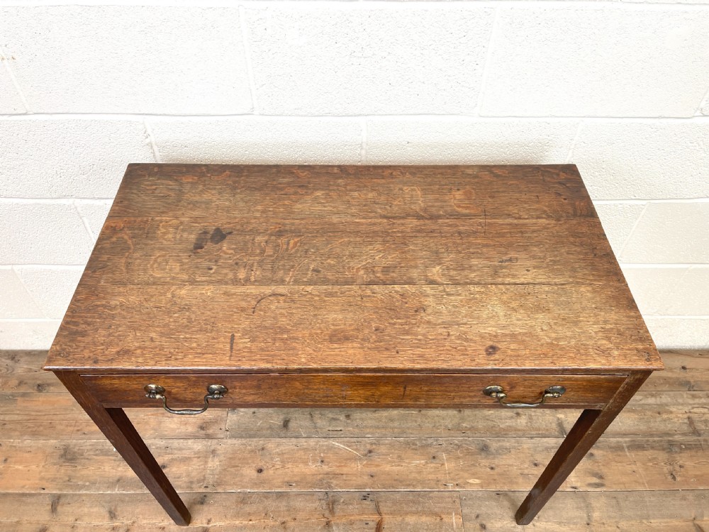 Antique Georgian Oak Side Table with Drawer View IV