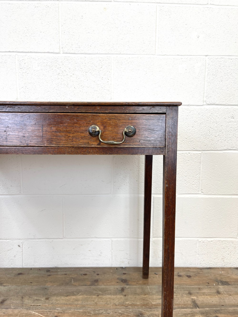 Antique Georgian Oak Side Table with Drawer View V
