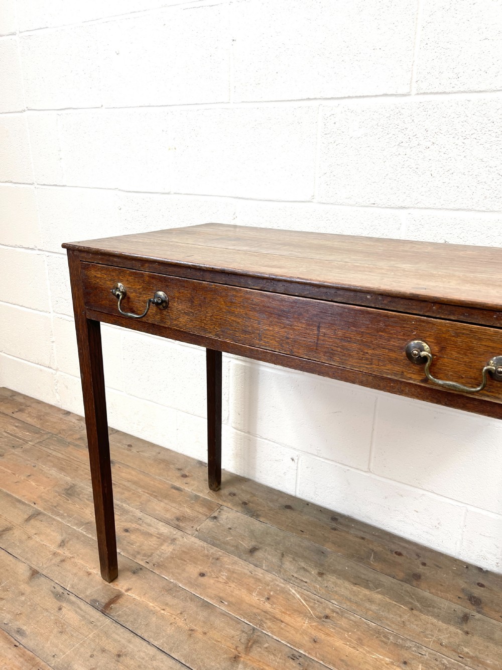 Antique Georgian Oak Side Table with Drawer View VI