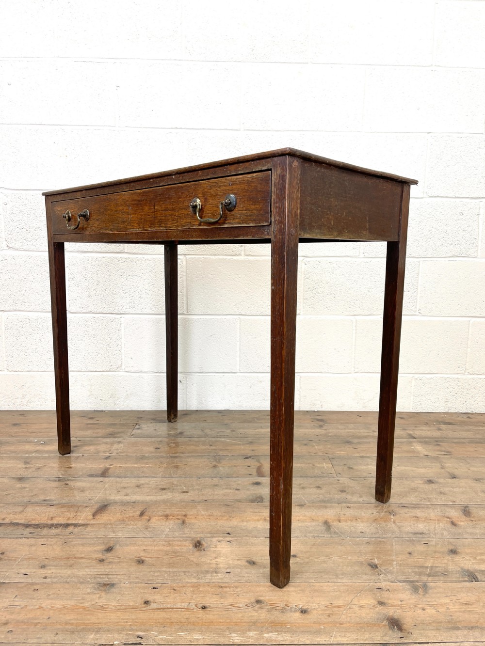 Antique Georgian Oak Side Table with Drawer View VII