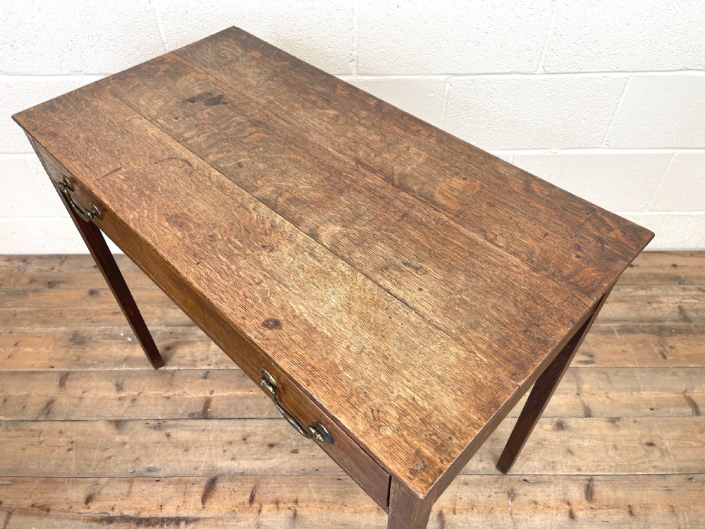 Antique Georgian Oak Side Table with Drawer View VIII