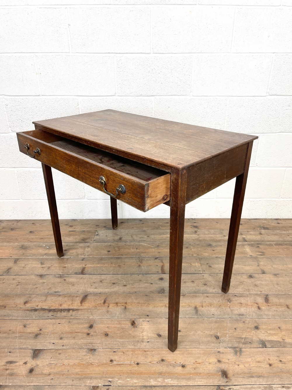 Antique Georgian Oak Side Table with Drawer View IX