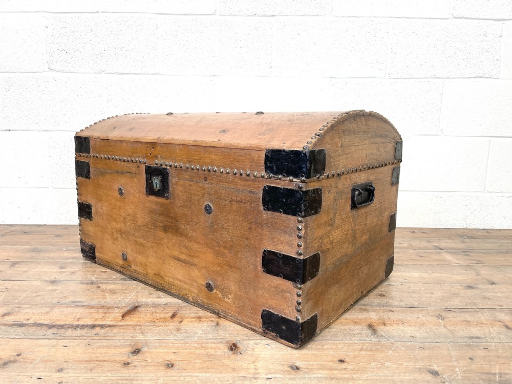 Rustic Antique Pine Dome Top Trunk