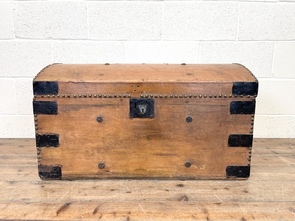 Rustic Antique Pine Dome Top Trunk View III