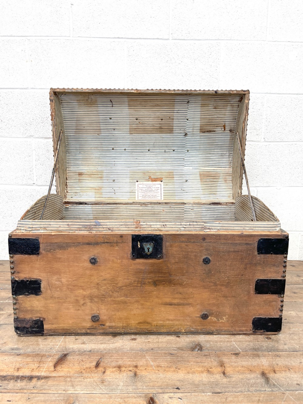 Rustic Antique Pine Dome Top Trunk View V
