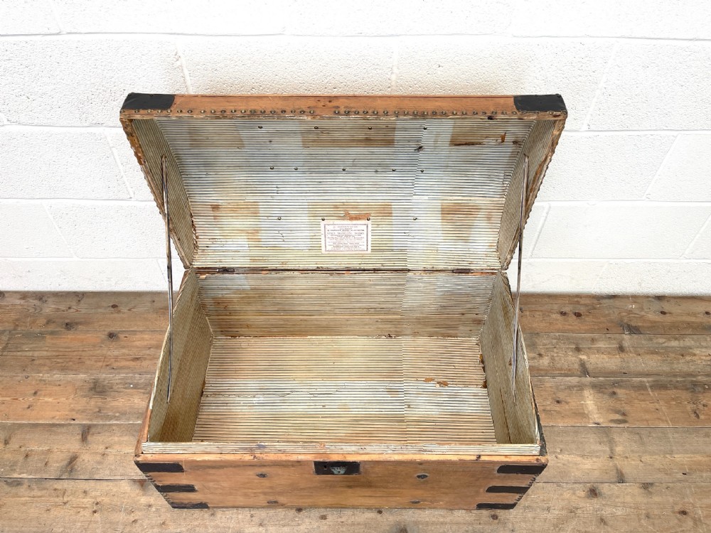 Rustic Antique Pine Dome Top Trunk View VI