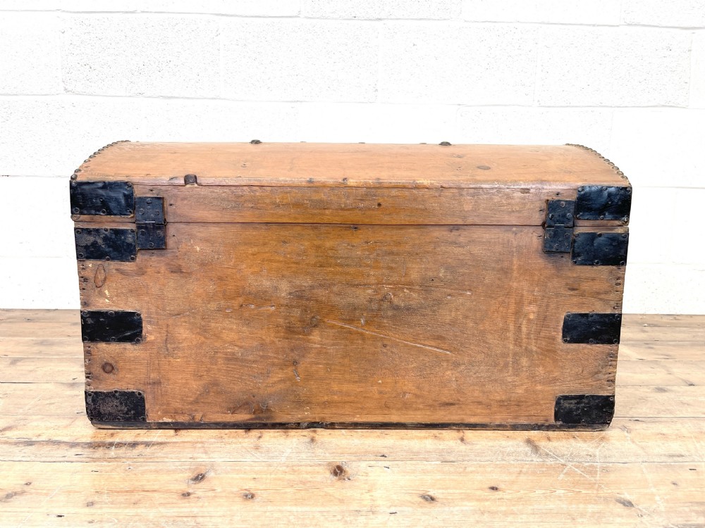 Rustic Antique Pine Dome Top Trunk View IX
