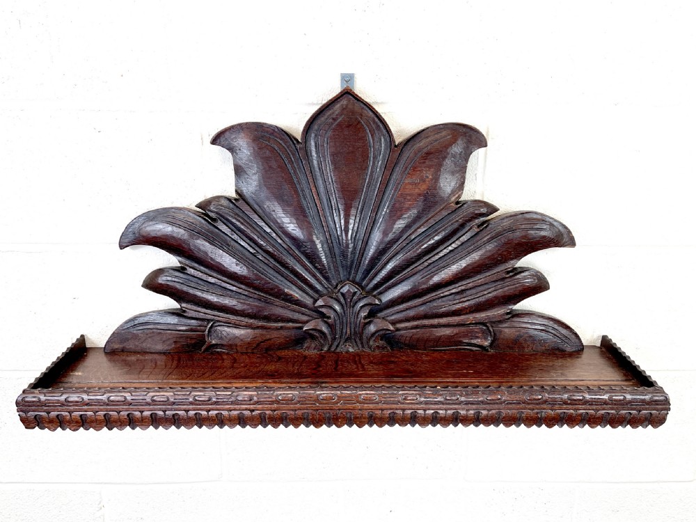 Victorian Carved Oak Wall Hanging Shelf