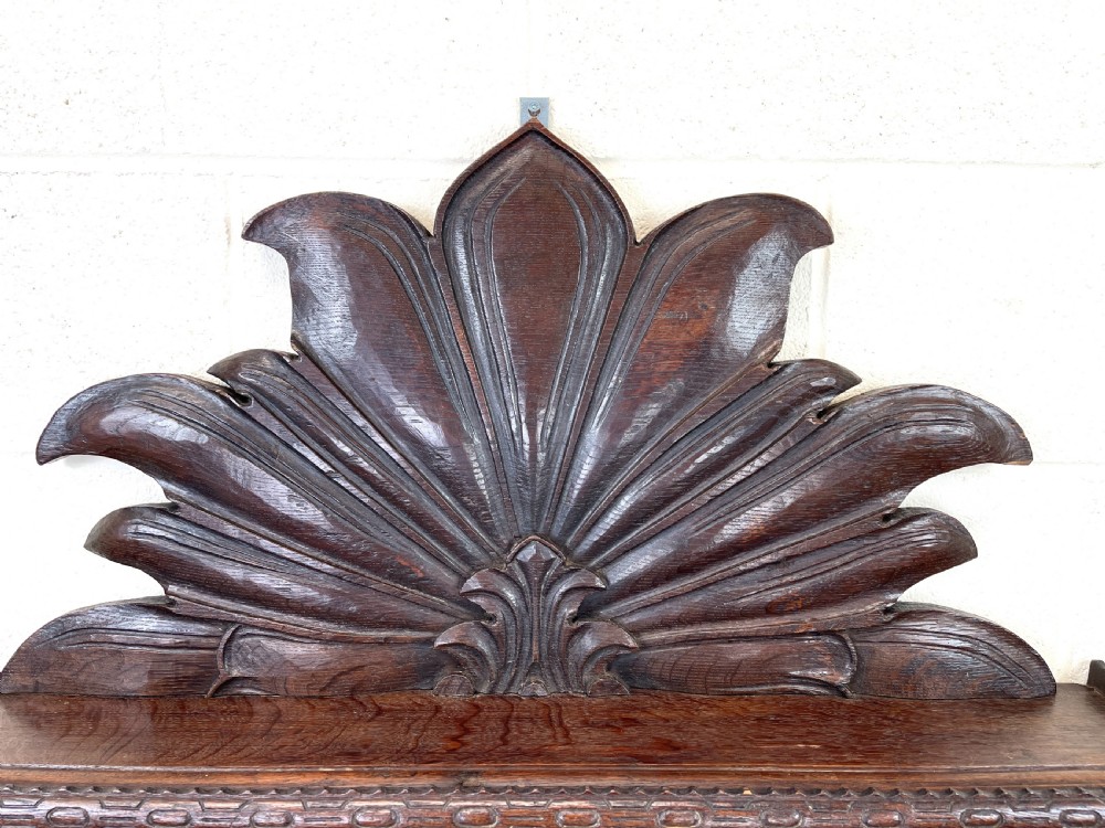 Victorian Carved Oak Wall Hanging Shelf View III