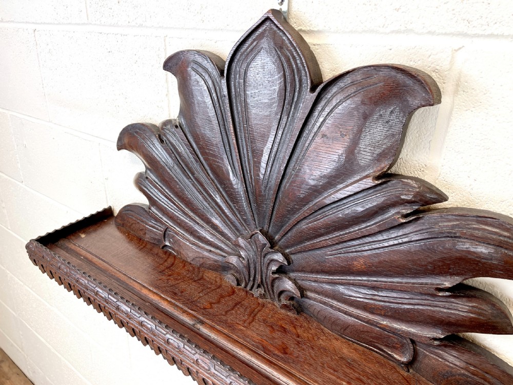 Victorian Carved Oak Wall Hanging Shelf View VI